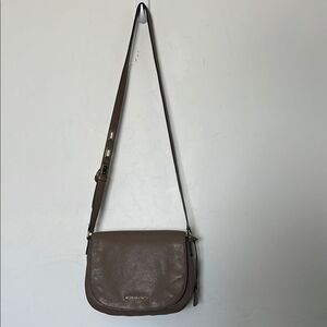 Michael Kors Crossbody Bag Grey Taupe Pebbled Leather Gold Hardware